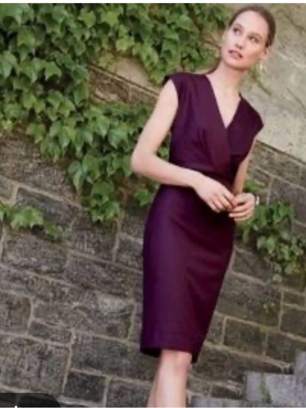 J. Crew Plum V-Neck Midi Sheath Dress